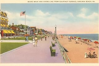 ART.COM Wall Art Print Boardwalk and Beach, Virginia Beach, Virginia, 24" x 16"