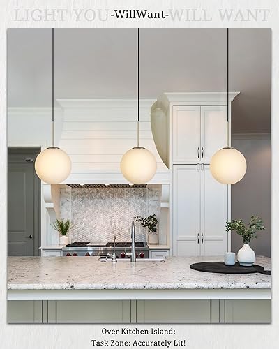 Miniatura 3 de Lámpara colgante de globo de 10 pulgadas, luces de techo colgantes modernas de mediados de siglo con cable de enchufe para comedor, dormitorio, isla