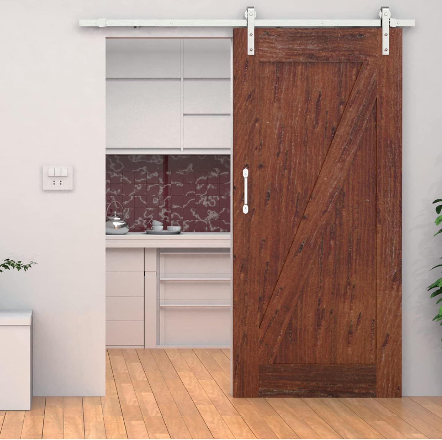 2PCS Soft Close barn Door Hardware kit Barn Door Soft Close Mechanism Spring Buffer Damper Hole-Free Version Fit for Door Weight 60-176 Pounds Adjustable Door Stoppers 2022NEWEST (Use for 240-340)
