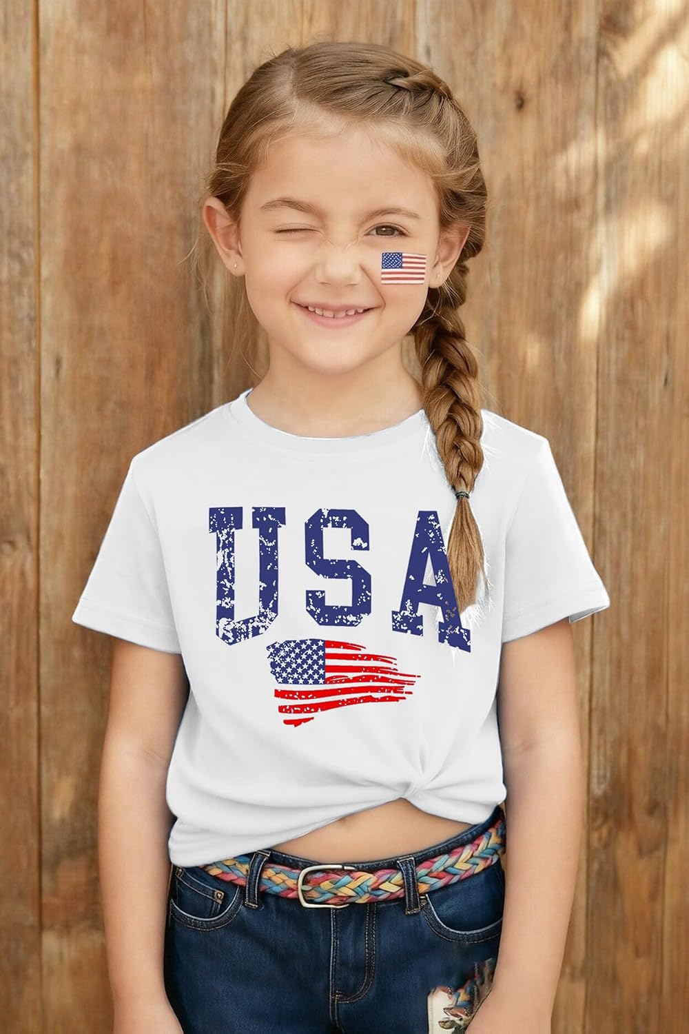 Family Matching USA Shirts Boys Girls American Flag T-Shirt Womens Mens 4th of July