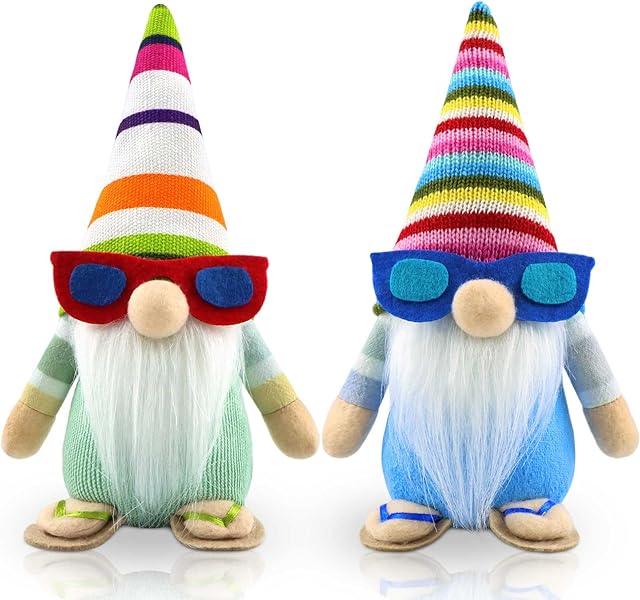 Godeufe 2-Piece Set Beach Gonk Gnome Plush Spring Decoration Scandinavian Tomte Handmade for Party Farmhouse Home Table Kitchen Shelf Display Tiered Tray Decorations