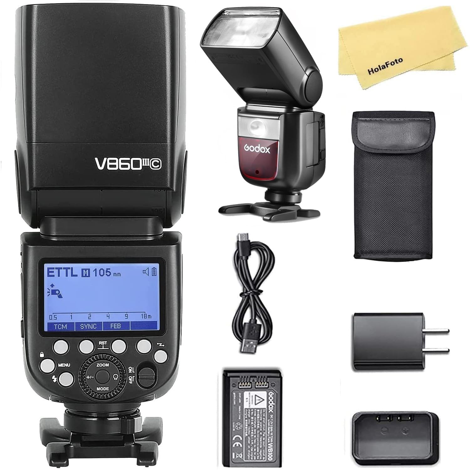 V860III-C Camera Flash for Canon Camera Flash Speedlite Speedlight Light,2.4G HSS 1/8000s,480 Full-Power Flashes,7.2V/2600mAh Li-ion Battery,0.01-1.5s Recycle Time,10 Levels LED Modeling Lamp