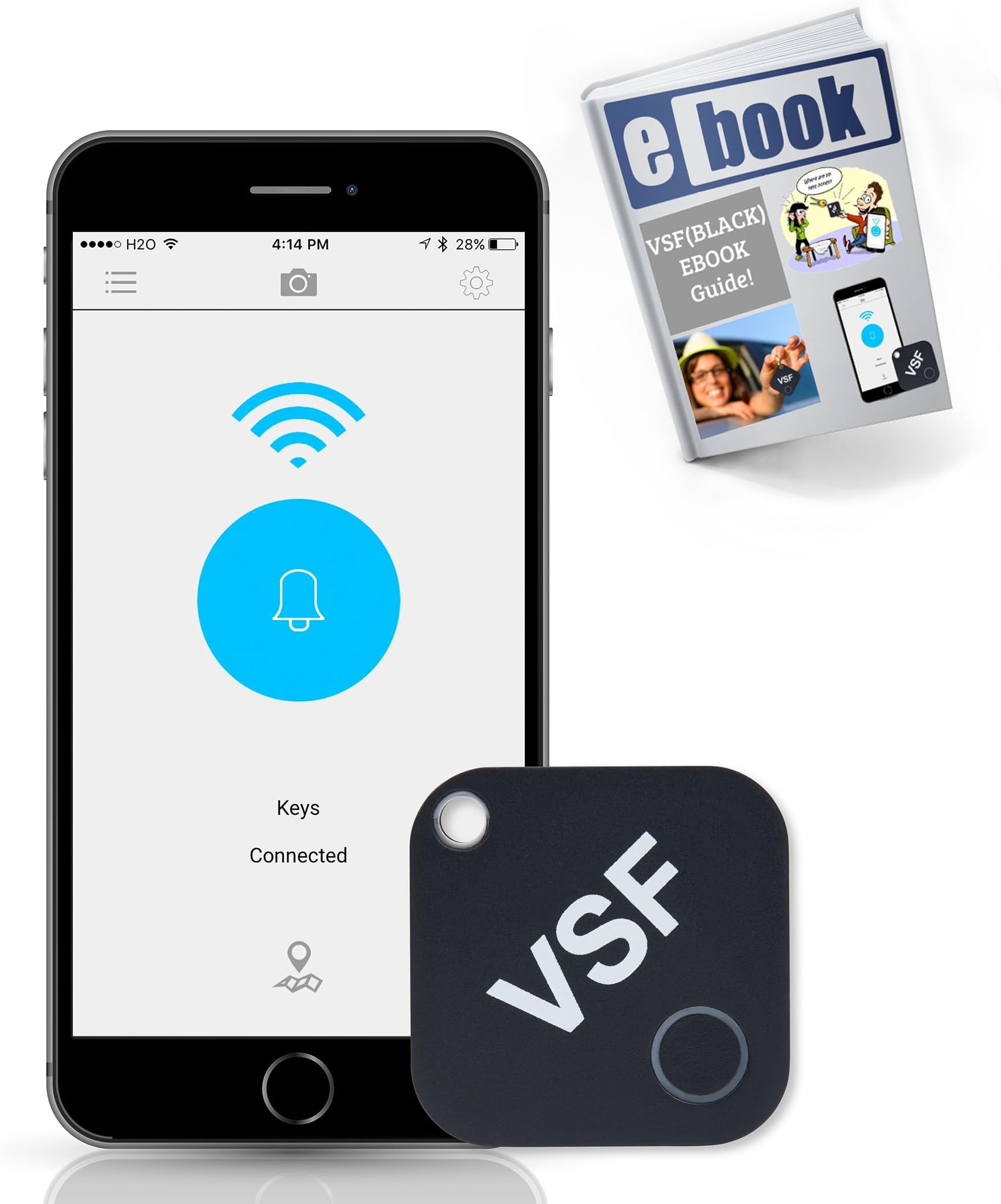 Key Finder By Great Vibez, Cell Phone Locator, Dog Tracker,TV Remote & Car Finder Includes FREE How-To Ebook, Replaceable Battery & Bonus Tripod, Your Time is Valuable - Let's Keep It That Way