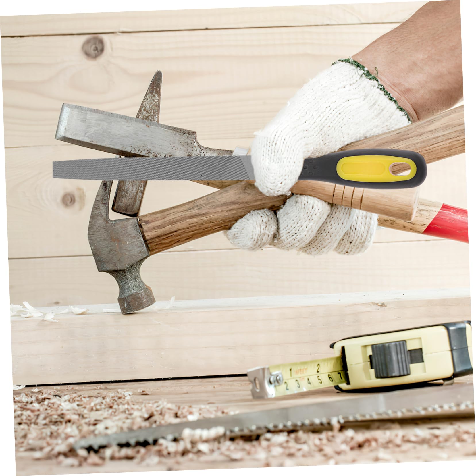 ARTIBETTER 8in Metal Mill Flat File Hand File with Ergonomic Handle Sharpening Tool for Grinding Random Color