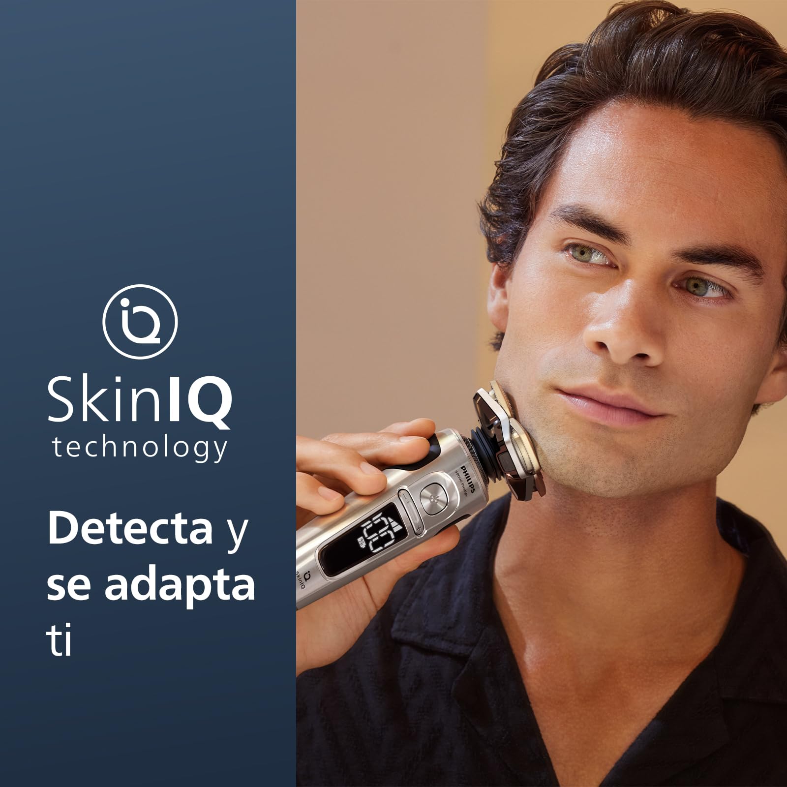 Philips S9000 Prestige, Afeitadora Eléctrica Hombre, Máquina de Afeitar Barba en Seco y Mojado, Tecnología Levanta y Corta SkinIQ, Recortador de Precisión, Centro de Limpieza, Funda Premium, SP9841/32