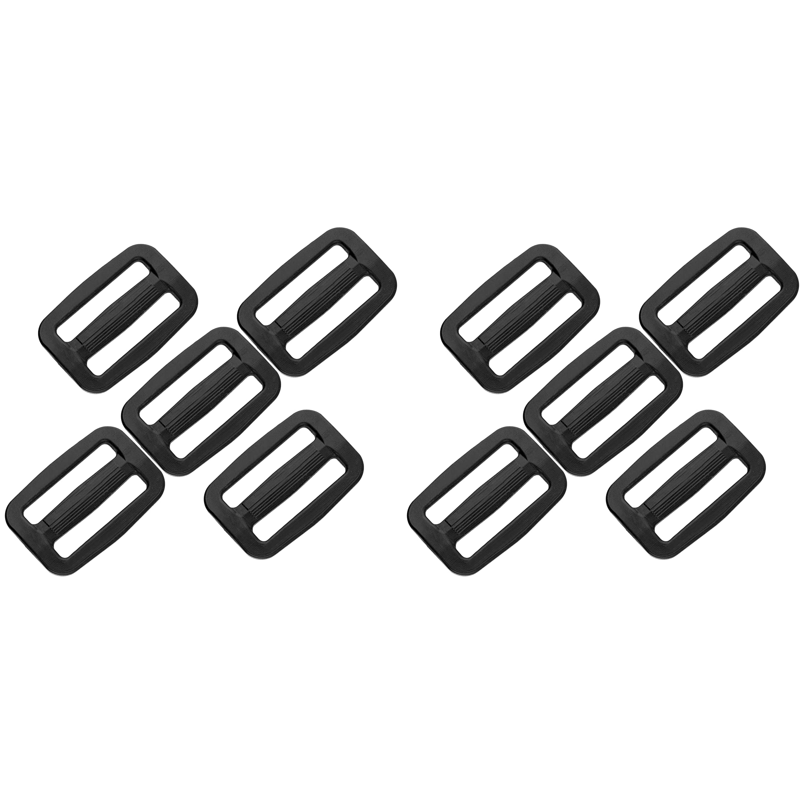 SolaDirect 3 Bar Tri Glide Sliders Buckles Fasteners for 20 mm / 0.78 in Webbing Strap, Backpack, Bag, Accessories, Black Delrin Plastic (Pack of 10)