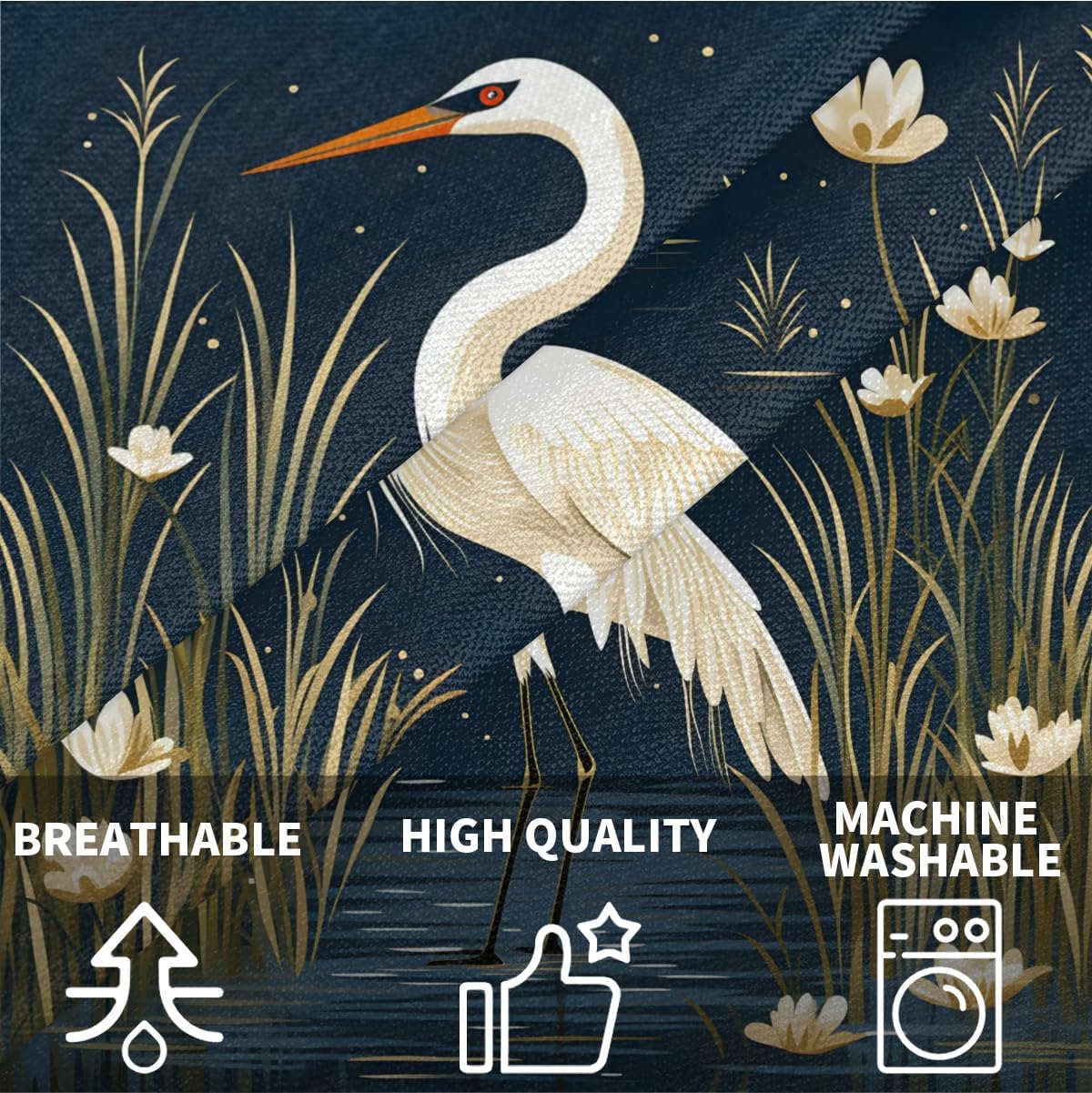 Pillow Covers Heron Throw Pillows Cover Set of 2 Cases 14x14 Inch Square Pillowcases Soft Cushion Covers Modern Farmhouse Heron Pattern Home Decor for Couch Bedroom Sofa Living Room - Image 2