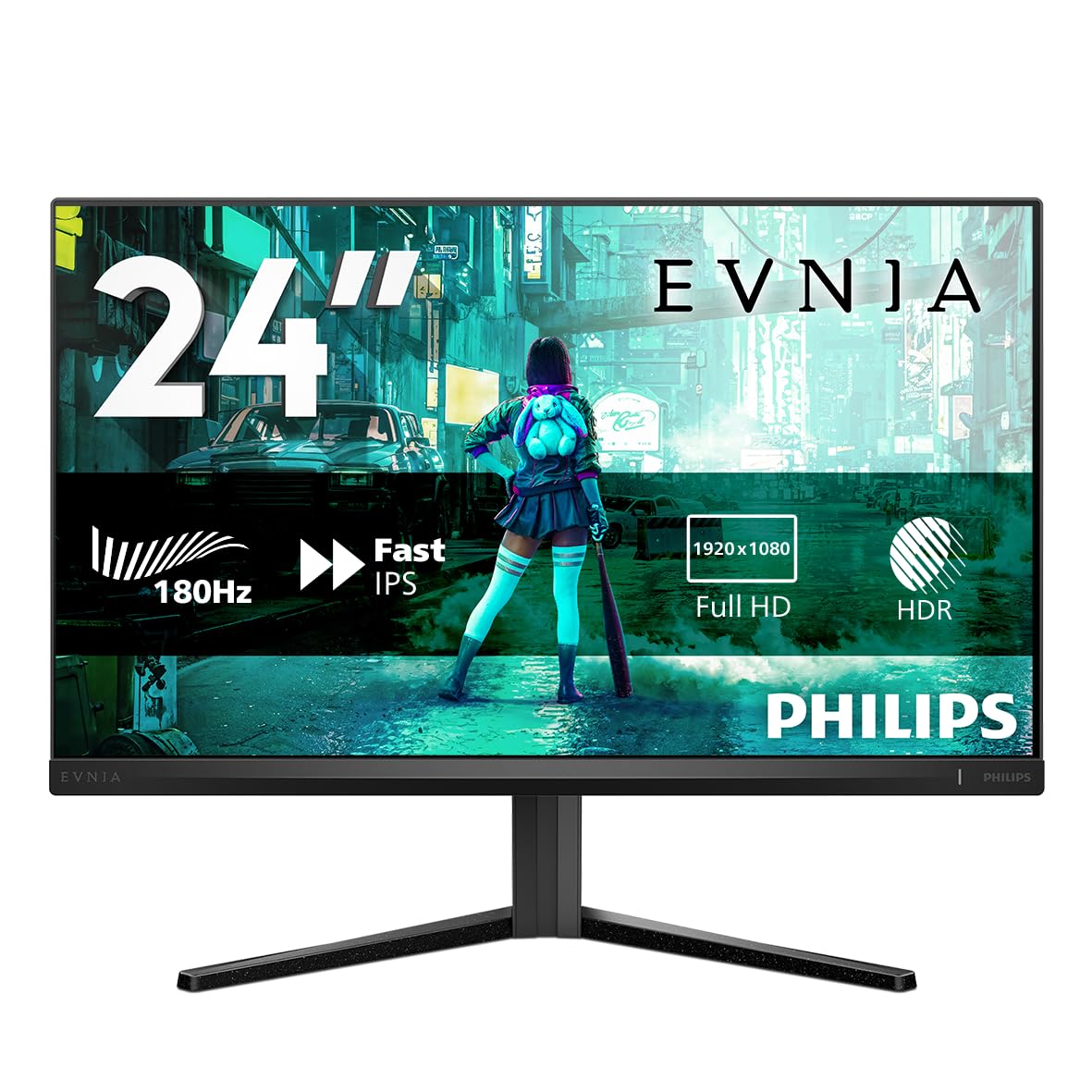 Philips Evnia 24M2N3200S - Monitor da gioco FHD da 24 pollici, 180 Hz, 0,5 ms, FreeSync Prem., G-Sync comp. (1920x1080, HDMI 2.0, DisplayPort 1.4) nero-grigio