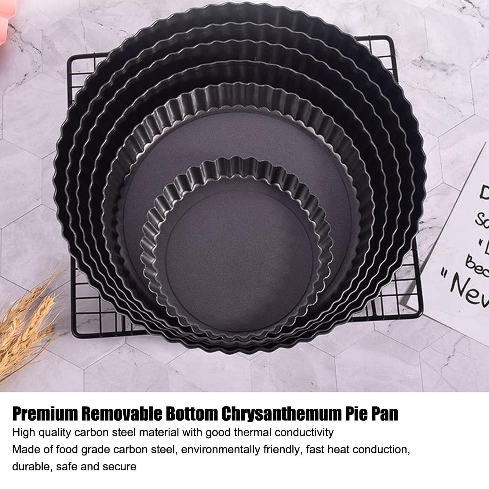 Moule à tarte rond, fond amovible anti-adhésif pour tarte, moule à tarte cannelé pour la pâtisserie, moule à quiche (30,5 cm)