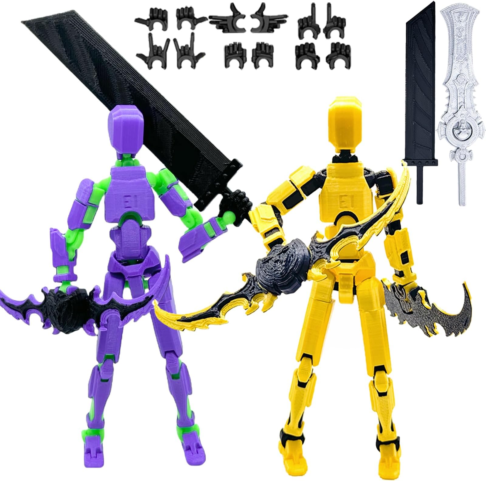 Nowtek (Assembly Completed) 2 Packs T13 Action Figure Set, Titan 13 3D Printed Multi-Jointed Movable Action Figure Robot Toy, Full Body Mechanical Doll, Christmas Birthday Gift for Kids Adult (B)