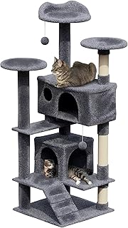 Avalo Katzenkratzbaum mit 7 Ebenen - 137x50x50 cm - Dunkelgrau - Kratzbaum für große Katzen