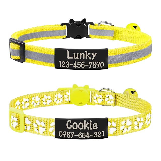Uiopa 2 Piezas Collar Gato Personalizado + 2 Piezas Chapa Perro Grabada