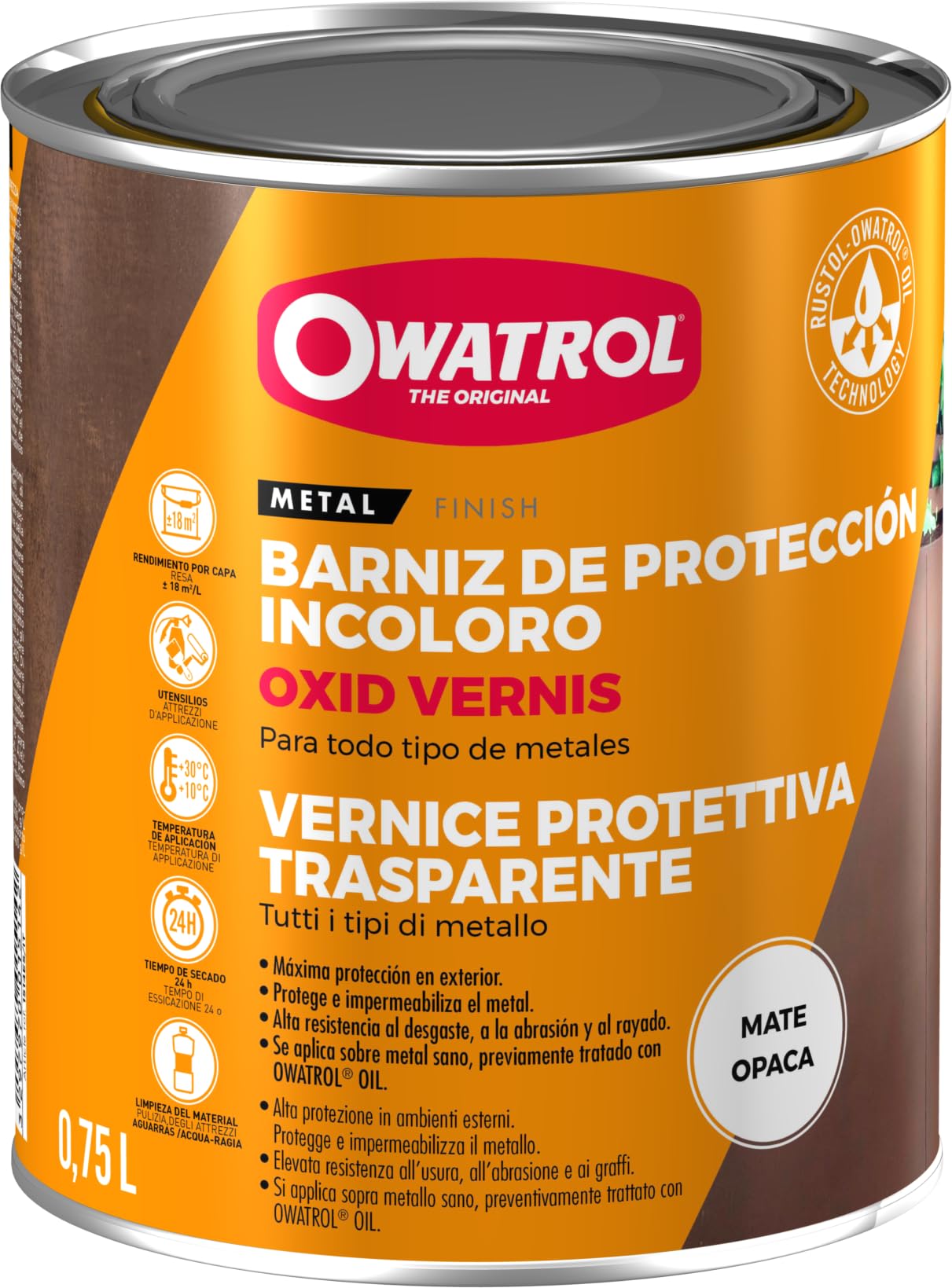 OWATROL - OXID VERNIS MATE - Barniz de protección incoloro - Kaki (owp14) - 0,​75 litro