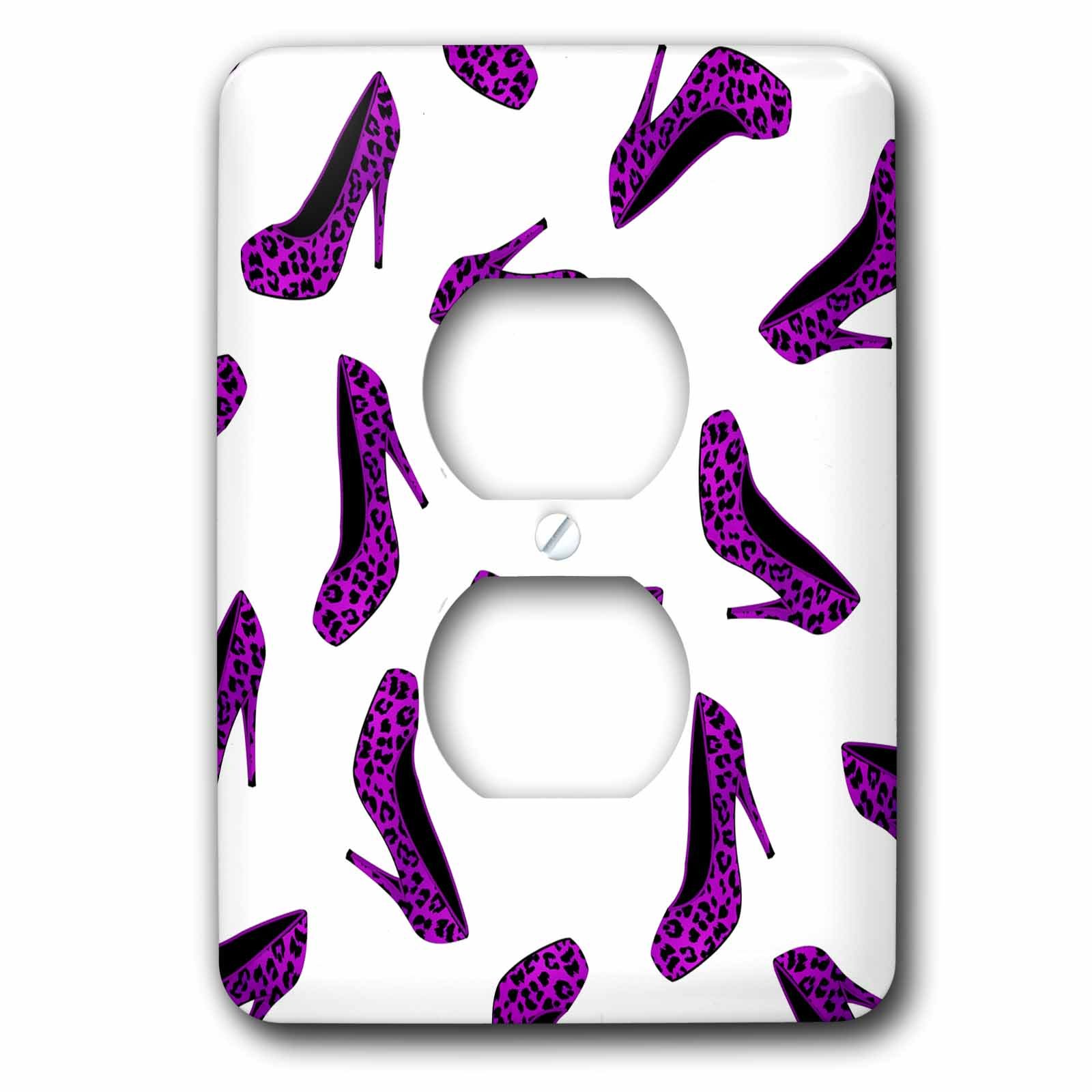 Cache-prise à talons hauts motif guépard violet plaque de finition chic