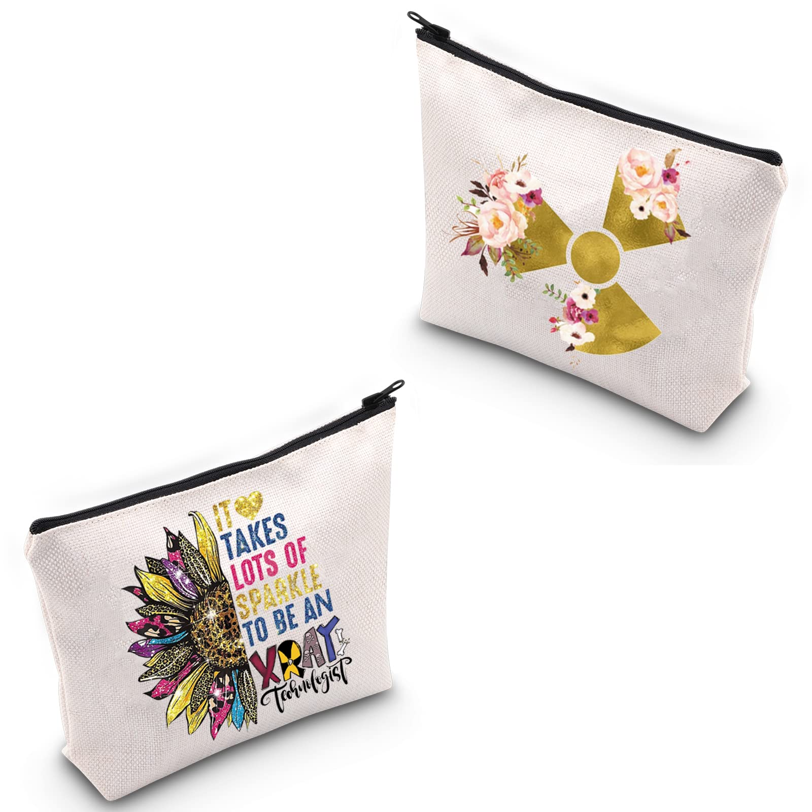 LEVLOSunflower Xray Tech Cosmetic Make Up Bag X-Ray Technologist Gift It Takes Lots Of Sparkle To Be An Xray Technologist Makeup Zipper Pouch Bag, Xray Technologist
