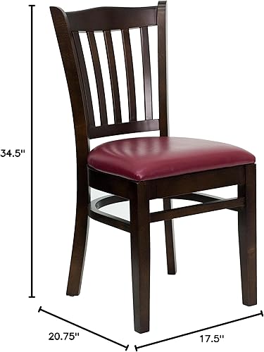 Miniatura 26 de EMMA + OLIVER Silla de madera de caoba con respaldo de listones verticales, asiento negro del vinilo Asiento de vinilo negro/marco de madera de