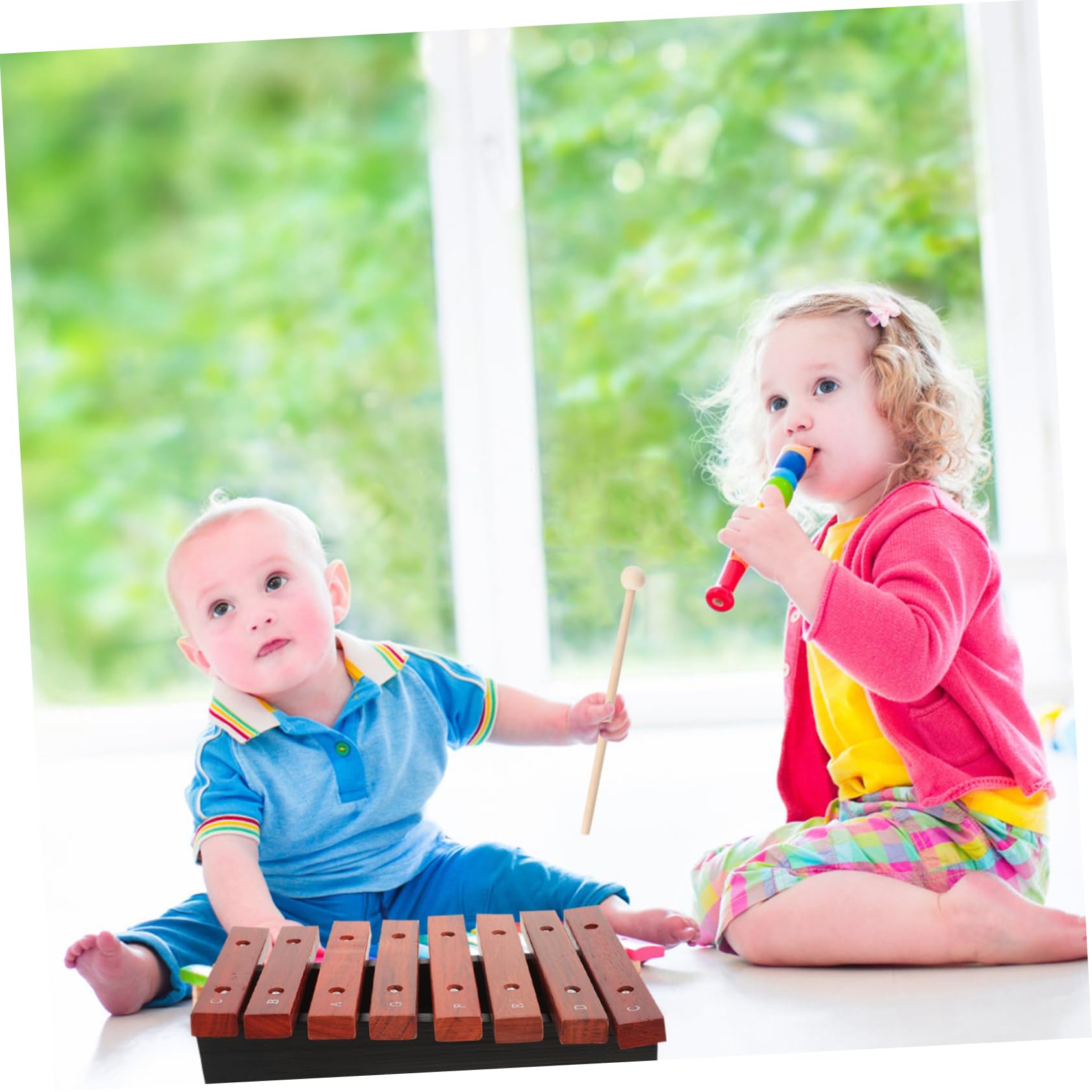 YARNOW Xilofono in Legno 8 Note per Bambini Piccoli con Bacchette, Strumento a Percussione per Principianti, Didattico per Asilo e Casa, Regalo Educativo Musicale Colore Casuale