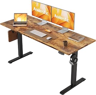 Agilestic 55x24 Electric Standing Desk - Height Adjustable Sit Stand Home Office Desk with Memory Preset, Rustic Brown