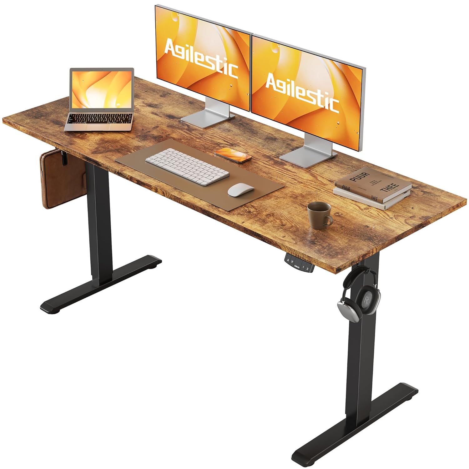 Agilestic Electric Standing Desk 55 x 24 Inches Height Adjustable Desk Sit Stand up for Work Office Home