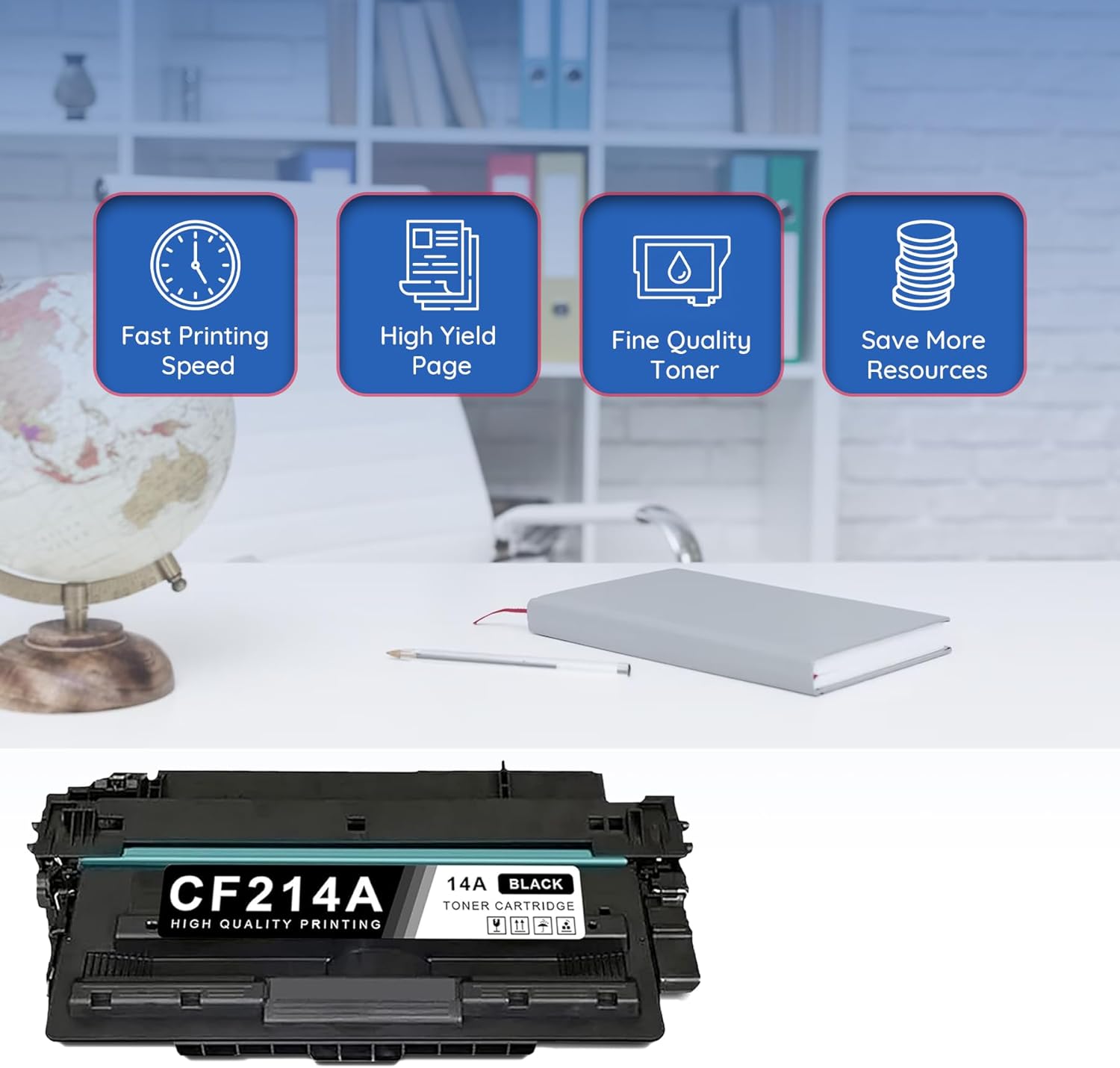CF214A 14A Black Toner Cartridge 3-Pack with Installed CHIP, 14A Toner Replacement for HP 14A CF214A 14X CF214X Works with Laser Enterprise MFP M725 Series, Laser Enterprise M712 Series Printer
