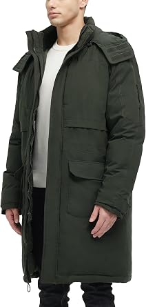 Men's Extra Long Parka Winter Coats Hooded Puffer Jacket Heavy Warm Water-resistant Outerwear Cold Weather