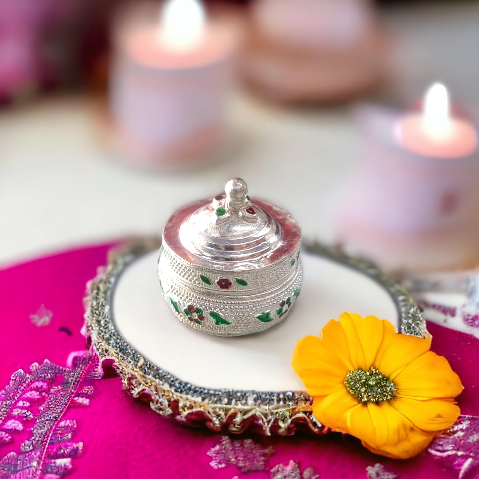 DK trades Sterling Silver Kumkum Box Silver | Home Decorative Items Chopda for Pooja and Gift Purpose (Pack of 1) (B0D1VDW836) Amazon Price History, Amazon Price Tracker