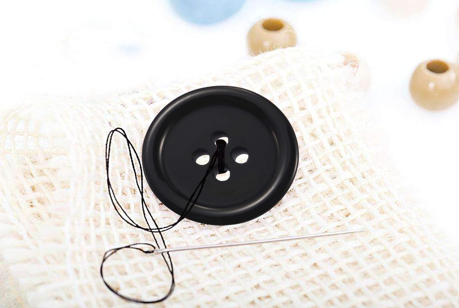 60 Pcs 1 Inch Buttons for Crafts 25mm Sewing Flatback Button Black Resin Button