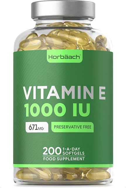 Vitamin E Oil Capsules | 1000iu Strength | 200 Softgels | by Horbaach