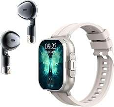 D8 Smart Watch with Bluetooth Calling, Hidden TWS Earbuds, Heart Rate Monitor, Pedometer, Sleep Tracking, Fitness Tracker (D8 - Silver (Silicone Strap))