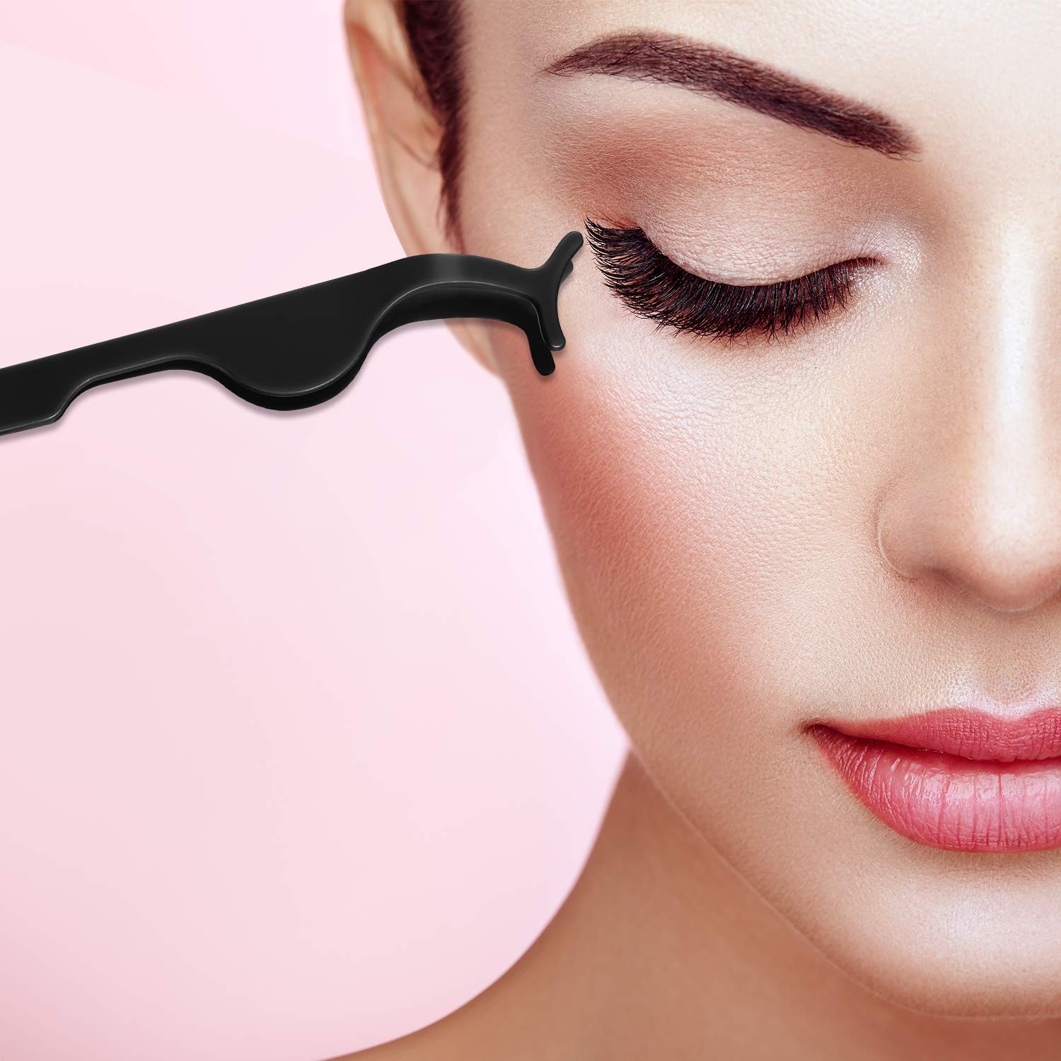 24 Pieces Plastic False Eyelash Applicator Eyelash Extension Tweezers Remover Tool Eyelashes Clip Tweezers for Eyelash Application and Removal (Black)