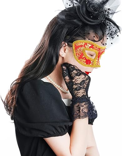 Miniatura 7 de Yookat 14 máscaras de mascaradas vintage antiguas máscaras venecianas Mardi Gras máscara de mascarada