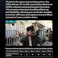 Vista 3 de Godox V100 N V100-N 100Ws TTL Flash, 400 destellos de potencia completa, tiempo de reciclaje de 1.7s, 2.4G inalámbrico con flash externo, luz