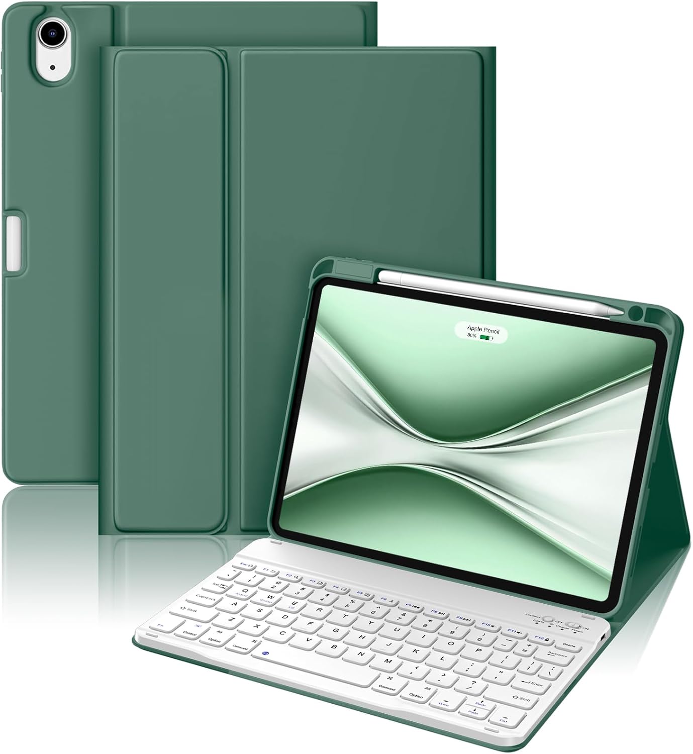 Wenlaty Keyboard Case for iPad Air 11-inch Case with Keyboard (M4/M3/M2, 2026/2025/2024) & Air 5th/4th Gen 10.9'', Detachable Bluetooth Keyboard - Thin & Light Cover with Pencil Holder, Pine Green