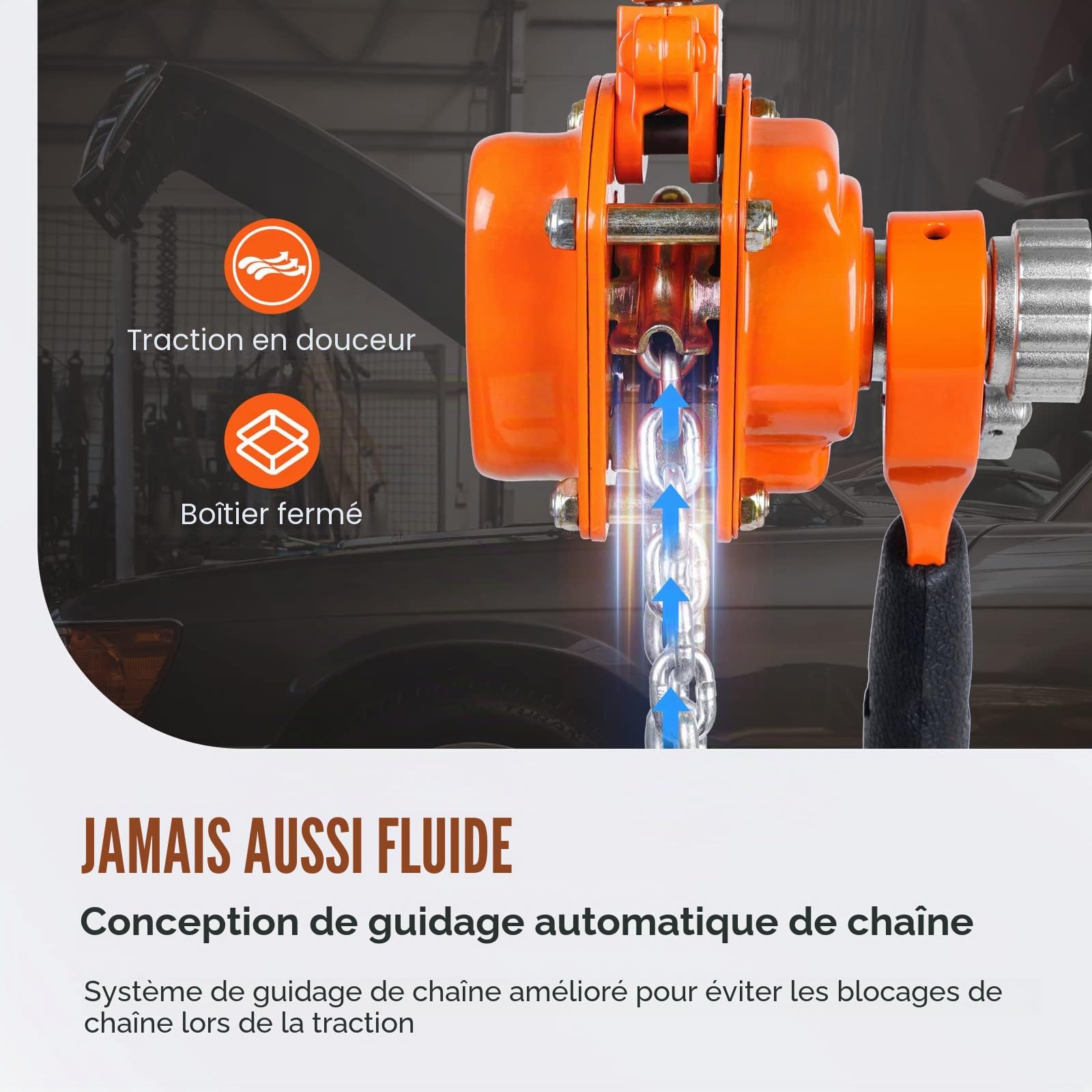 VEVOR Mini Palan à Levier Manuel 0,25 T Palan à Chaîne à Cliquet Manutention Levage 2,8 m Acier Carbone G80 Frein Weston Double Cliquet Guidage Chaîne Crochet 360° pour Marchandises Garage Quai Usine