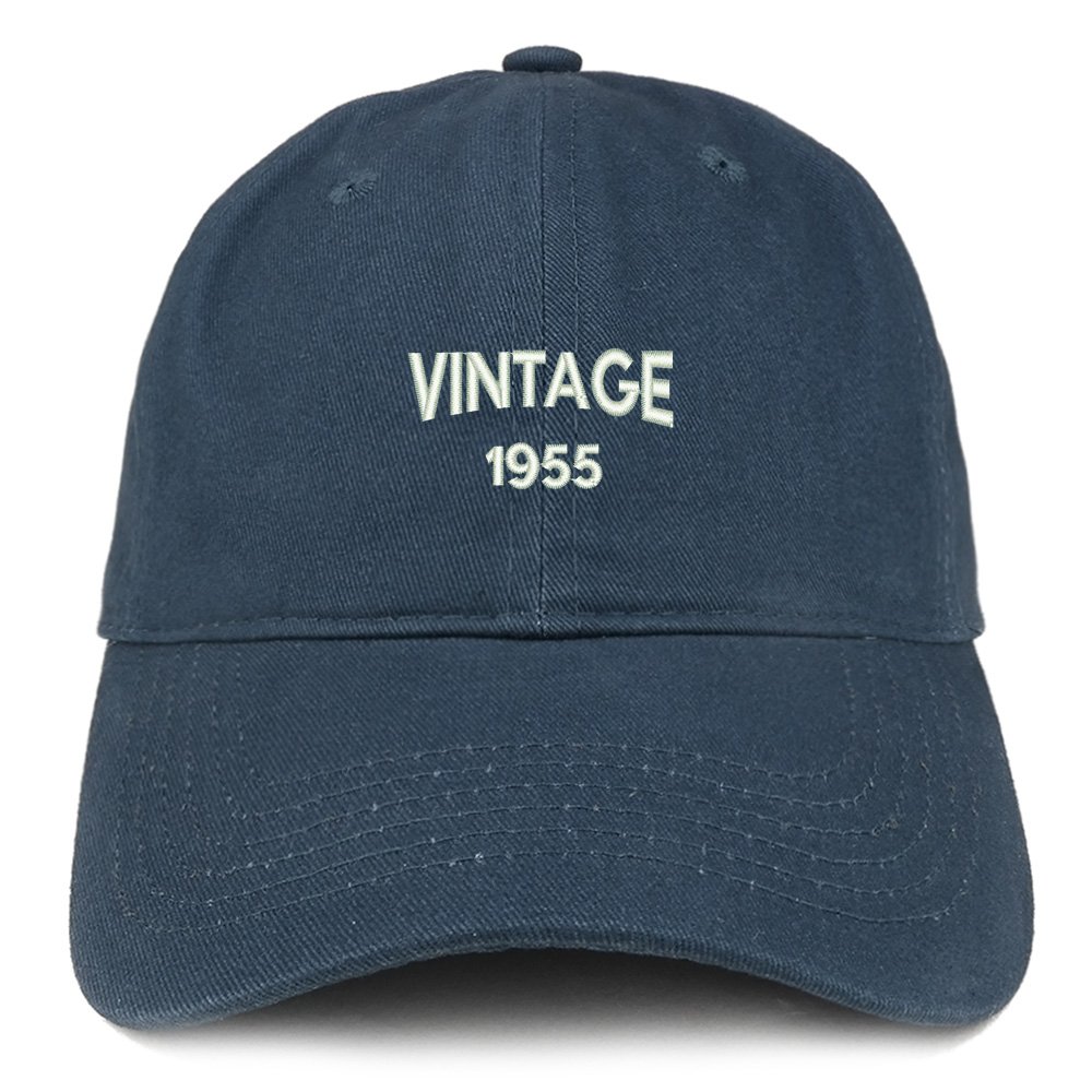 Trendy Apparel Shop Small Vintage 1955 Embroidered 70th Birthday Adjustable Cotton Cap