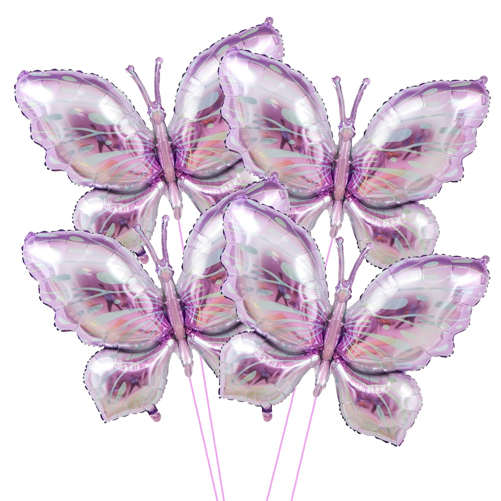 GOTPASS Purple Butterfly Foil Balloons 4 Pcs - Themed Birthday Party Supplies for Baby Shower, Wedding Decoration