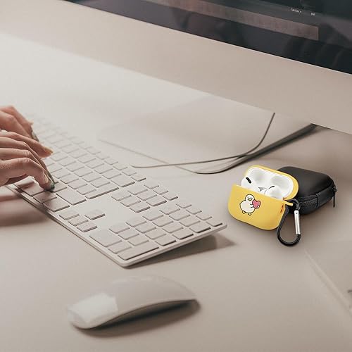 Miniatura 7 de Bonita funda de pato compatible con AirPods Pro 2 con llavero, diseño de animales de dibujos animados, funda de TPU suave para AirPods Pro de 2