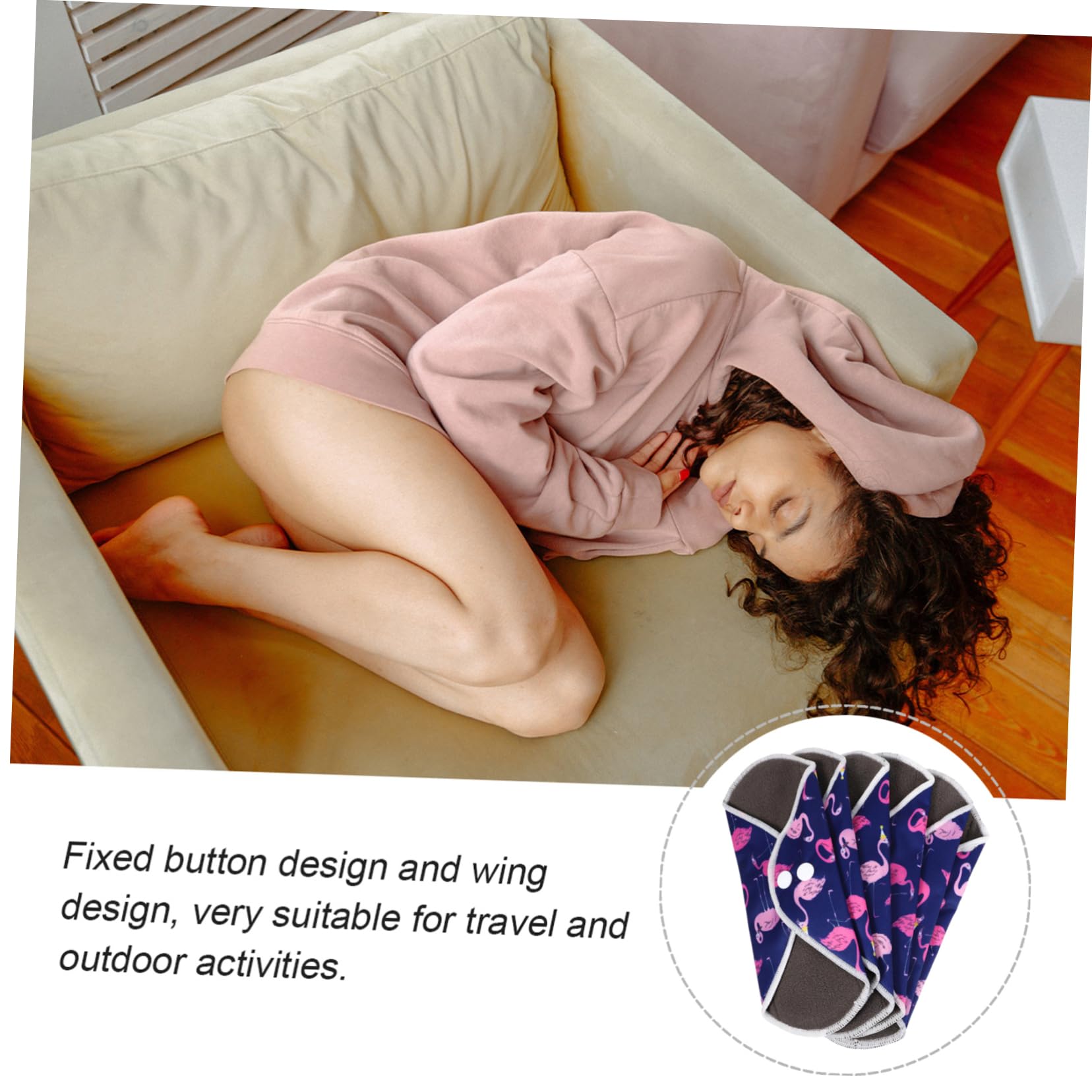 FRCOLOR 2sets Assorbenti Mestruali Riutilizzabili Di Bamboo Con Sacchetto Ultra Assorbenti e Impermeabili Design Con Pulsante Per Uso Quotidiano e Viaggi
