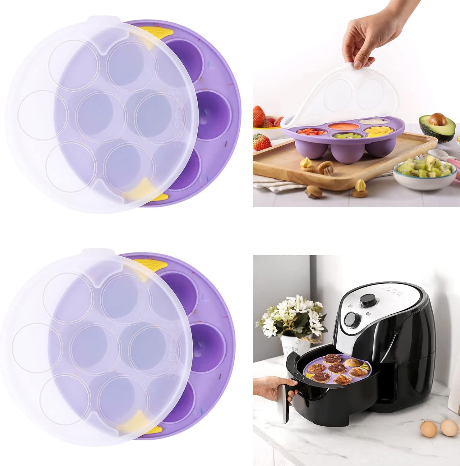 RiverPond 2PCS Silicone Muffin Pan Cupcake Tray 7 Cupcake