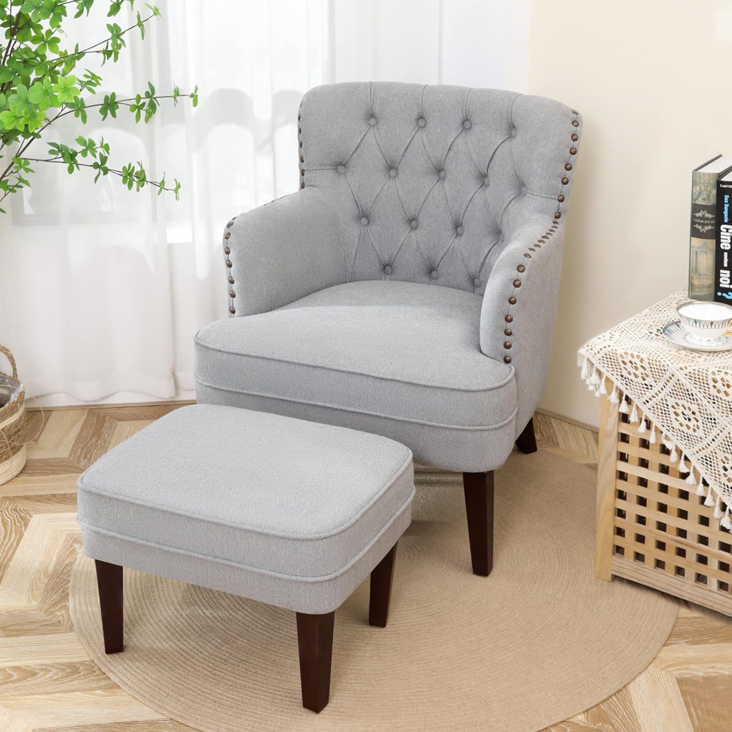 Accent Chair with Ottoman, Living Room Chair, Footrest