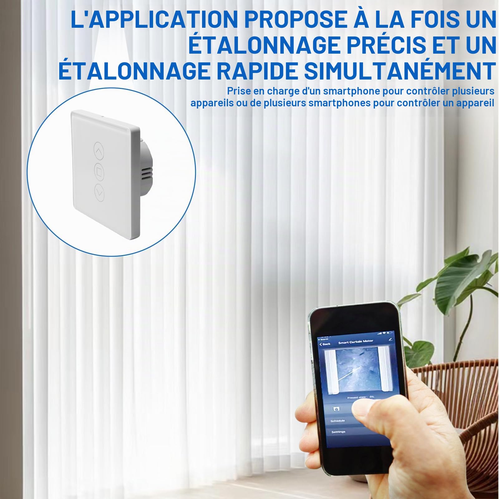 Lot de 4 interrupteurs de volets roulants WiFi, interrupteur de volet roulant intelligent, interrupteur de volet roulant 2,5D, Wi-Fi intelligent, compatible avec Alexa/Yandex/Google Home, minuterie et