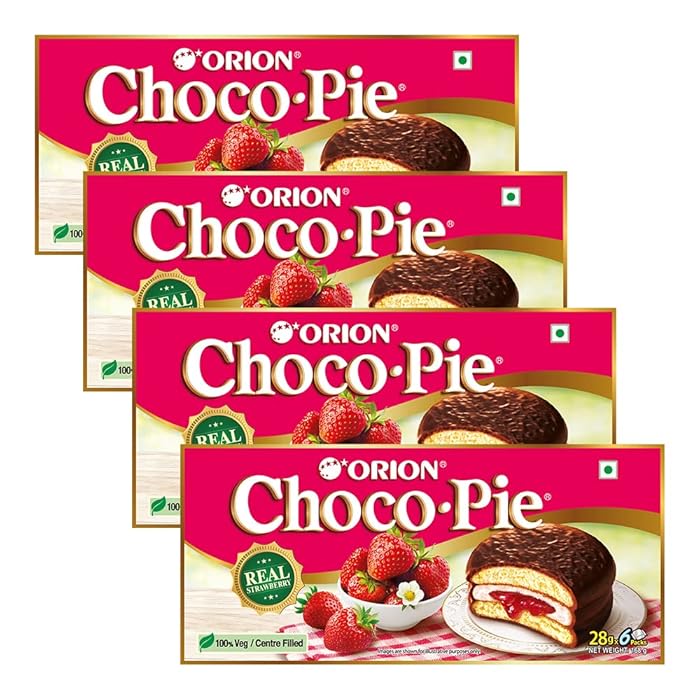 Buy ORION Strawberry Choco Pie 4 x 6 Piece Pack (24 pies) Centre