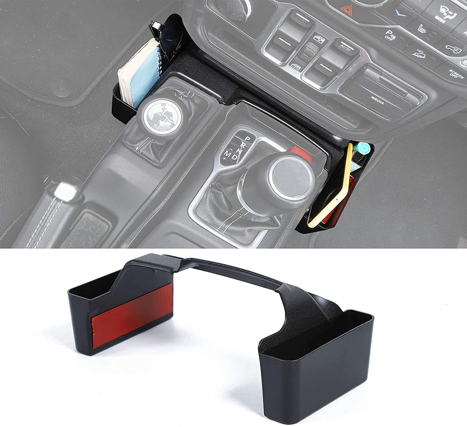 Center Console Organizer Gear Tray for Jeep Wrangler JL/JLU 2018 2019 2020 2021 Gear Shift Storage Box Accessories Interior Accessories (Matte Black)