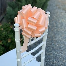 Large Peach Ribbon Pull Bows - 9 Wide, Set of 6, Gift Basket, Presents, Wreath, Mother\'s Day, Birthday, Baby Shower, Decoration, Classroom, Office, Christmas, Easter
