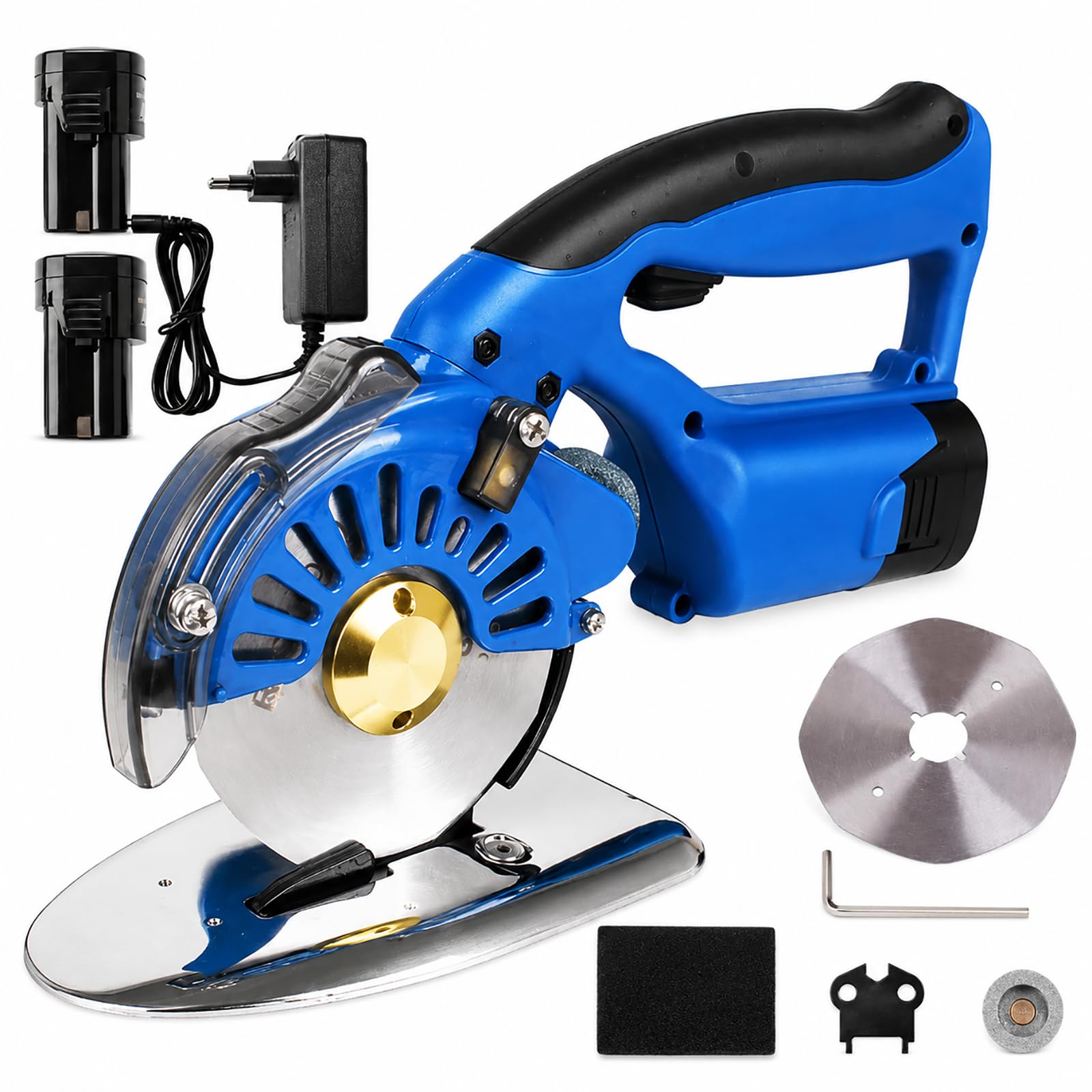 Cortador de tela eléctrico, herramienta rotativa inalámbrica para tela multicapa, tijeras de alta resistencia de 150 W, máquina cortadora de con batería de litio, para alfombra de cuero de m RCS-100B
