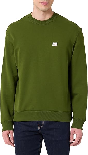 Calvin Klein Men's LS 350TERRY EU WHSL BADGE CREWNE LV04RC273G Sweatshirts, GREEN (Medieval Forest), S : Amazon.co.uk: Fashion