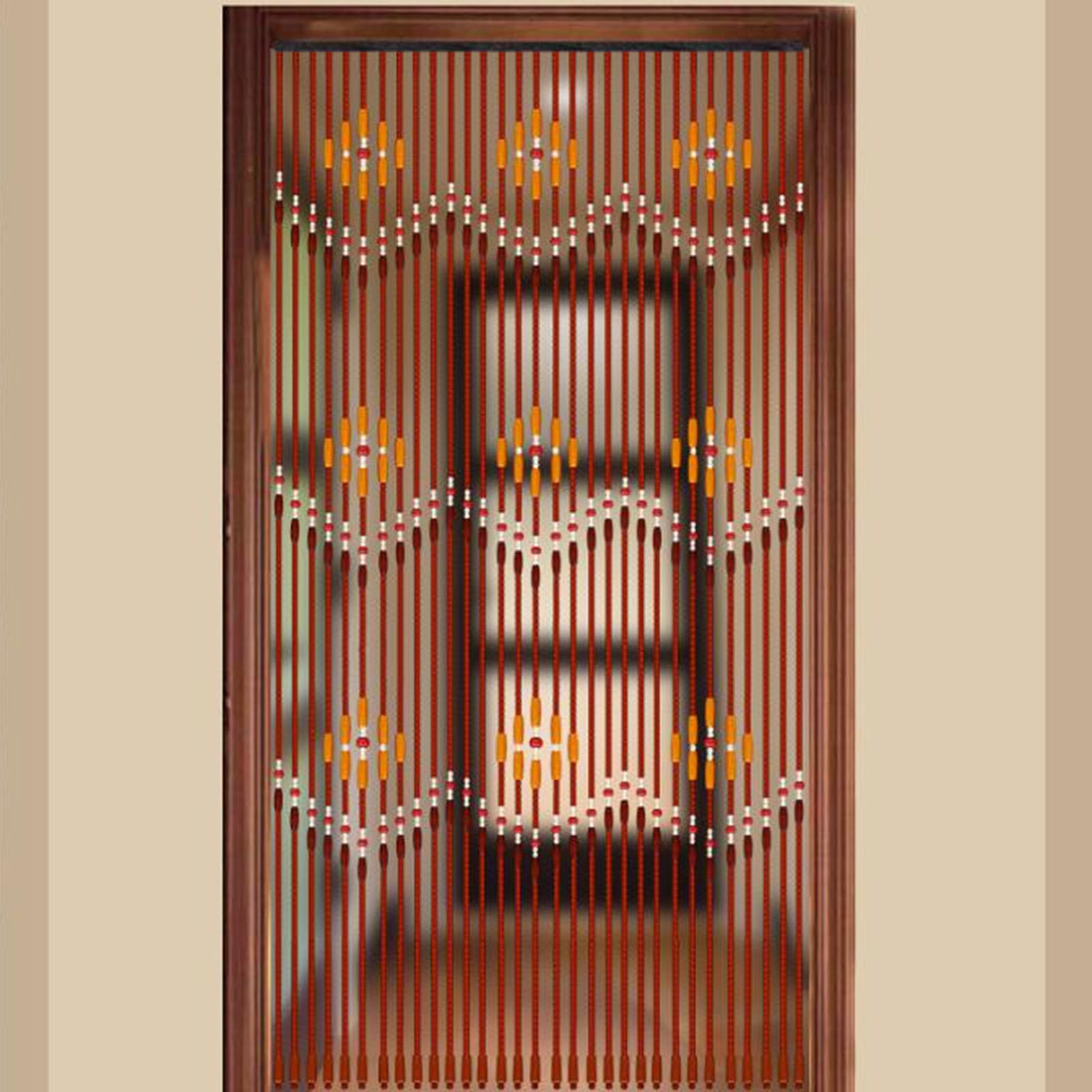 Rideaux en perles de bois de bambou naturel, panneau de rideau anti-mouches suspendu 90 x 220 cm, rideaux séparateurs de décoration rétro, panneaux de rideaux en perles for entrée de couloir de pièce