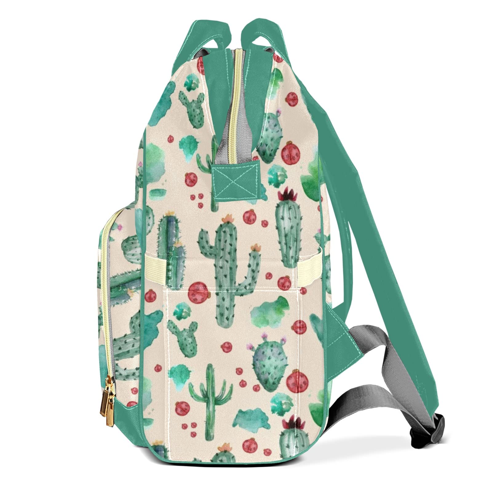 Cactus Green Mommy Bag for Baby Girl Custom Diaper Bag Backpack Waterproof Multi-Function Travel Camping Picnic Diaper Carrying Bag