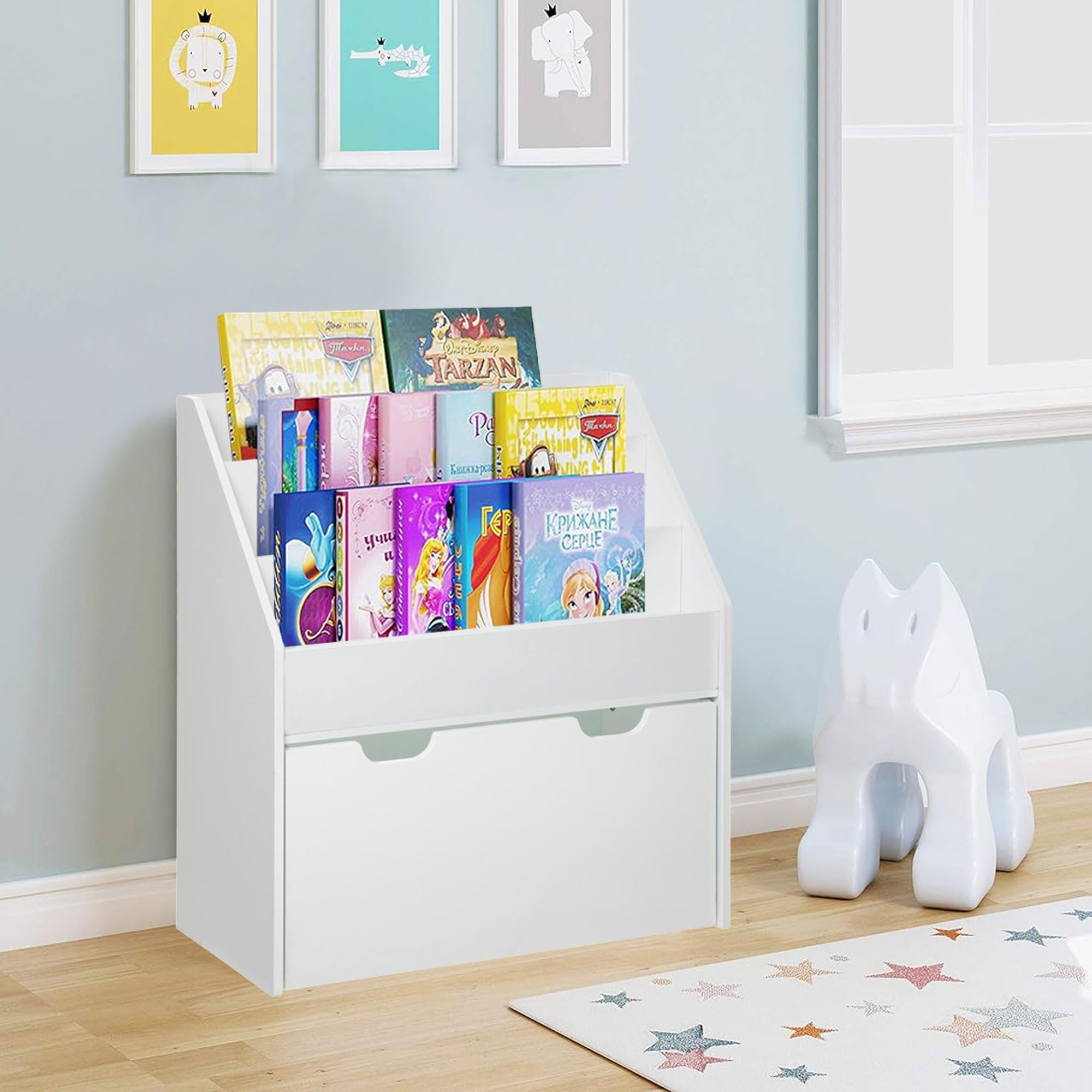 WELL HOME MOBILIARIO & DECORACIÓN Librería Infantil y Bandeja con Ruedas