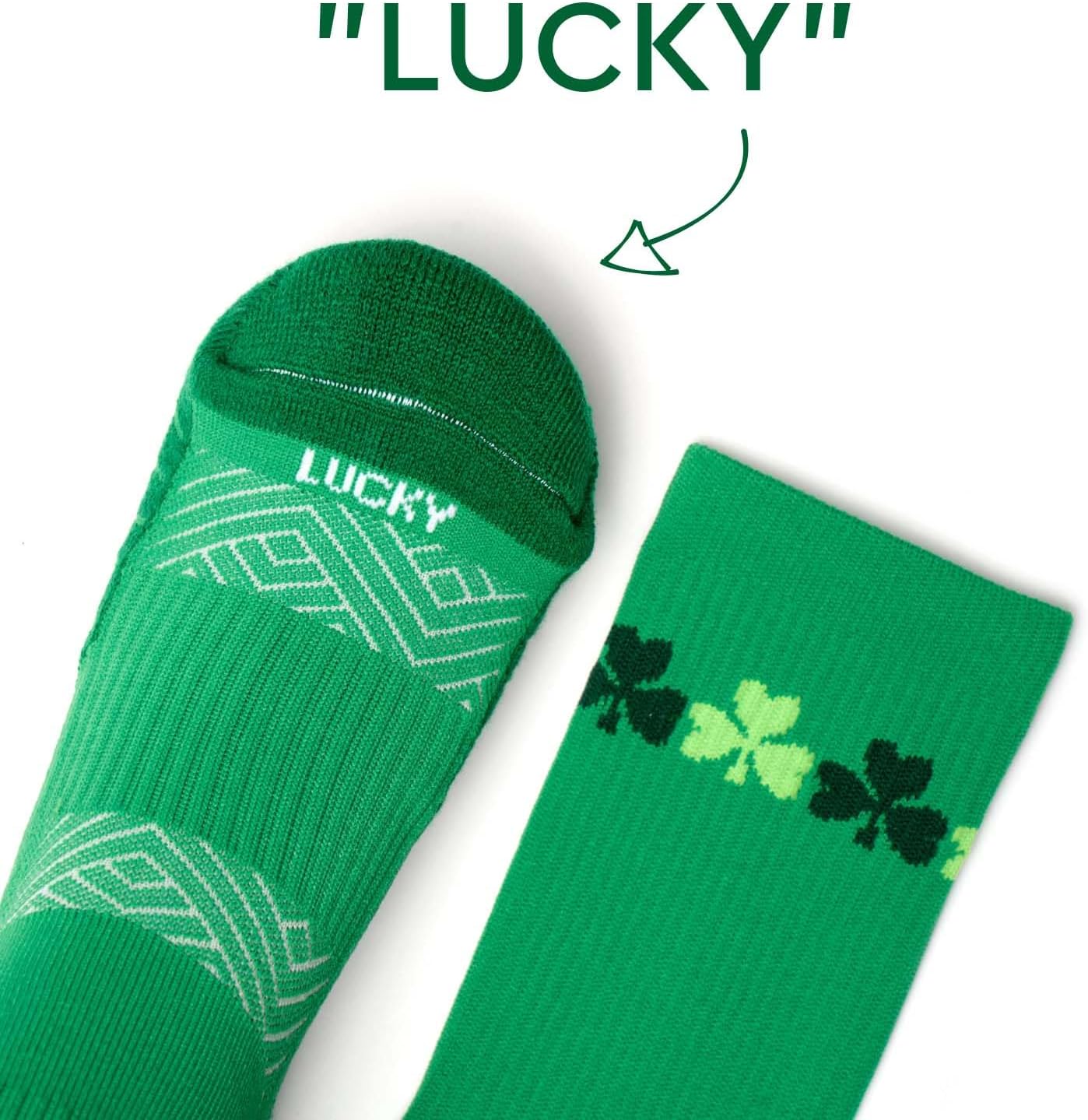 ChalkTalkSPORTS Hockey Socks - Performance Mid Calf - Green Shamrock Adult | Moisture-Wicking Yarn Blend, Cushioned, Athletic Hockey Gear, Stay-Up Technology, Arch Support, Breathable, Boys and Men
